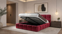 Crushed Velvet Red - Aurelius Cloud Luxury Upholstered Ottoman Storage Bed